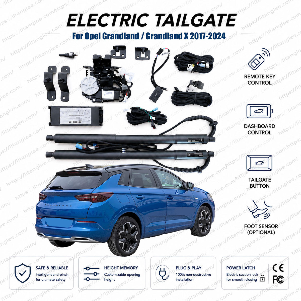 For Opel Grandland / Grandland X 2017-2024 Smart Power Tailgate Lift Kit | Electric Trunk Opener | Vehicle-Specific Installation | Dual Electric Struts