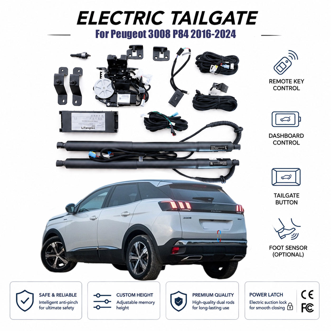 For Peugeot 3008 P84 2016-2024 Automatic Power Tailgate Lift | Electric Trunk Opener | OEM Fit & CE Certified