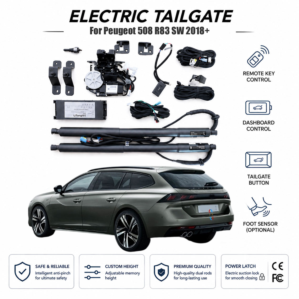 For Peugeot 508 R8 SW 2018+ Automatic Power Tailgate Lift | Electric Trunk Opener | OEM Fit & CE Certified