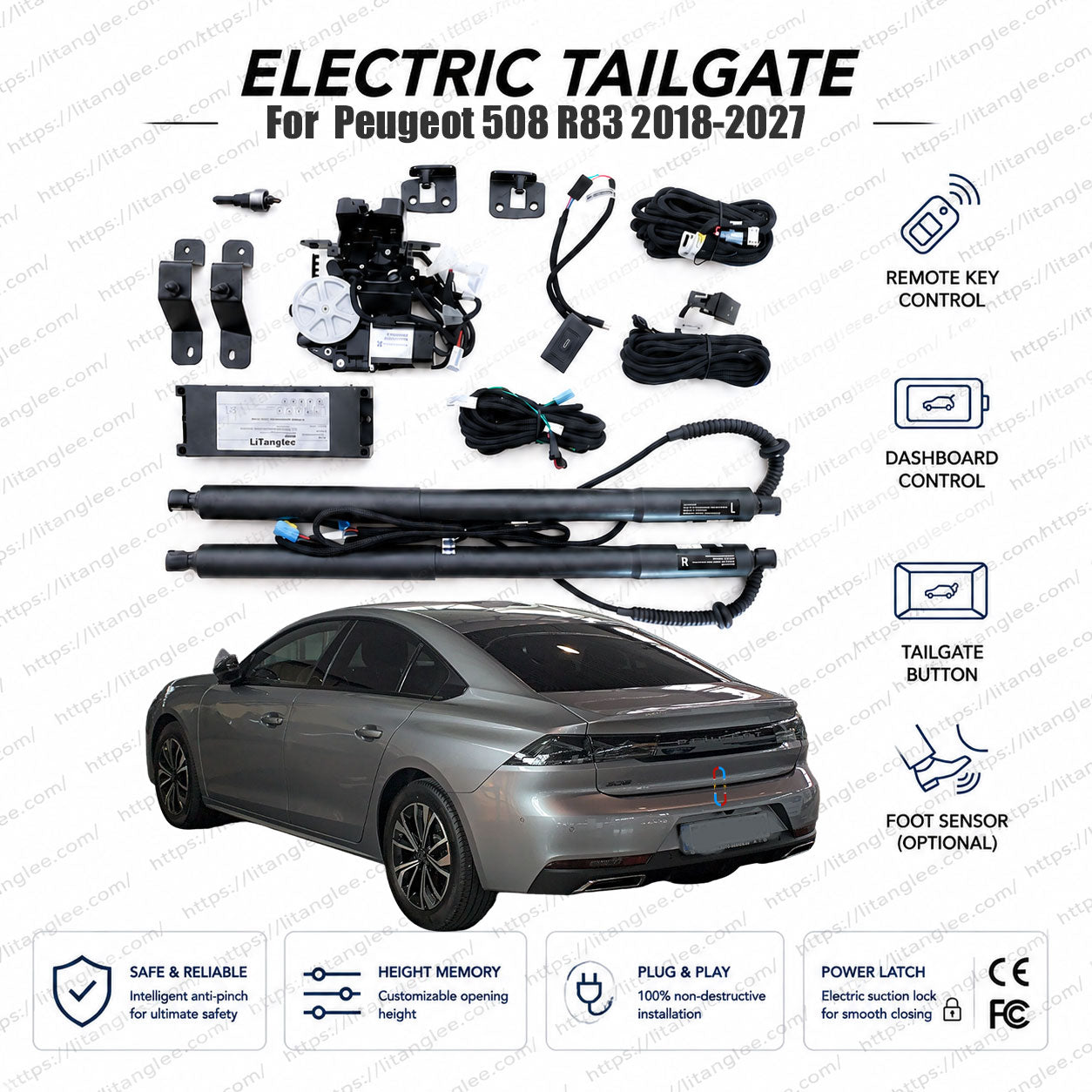 For Peugeot 508 R83 2018-2026 Power Tailgate Lift Kit | Smart Electric Trunk Opener | 2nd Gen | 5-Door Liftback | Dual Struts | OEM Fit & CE Certified