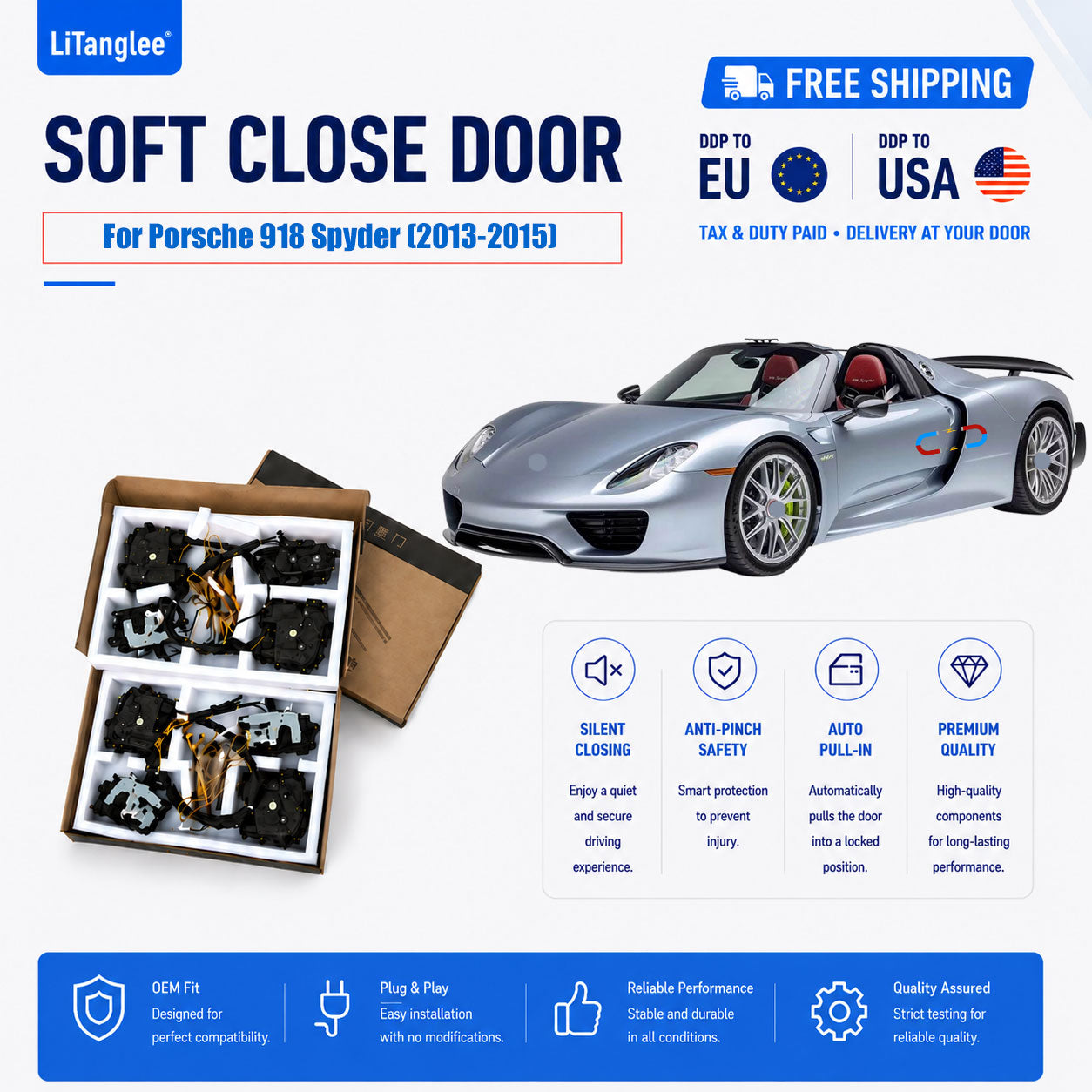 For Porsche 918 Spyder (2013-2015) Electric Soft Close Door Kit | LiTanglee