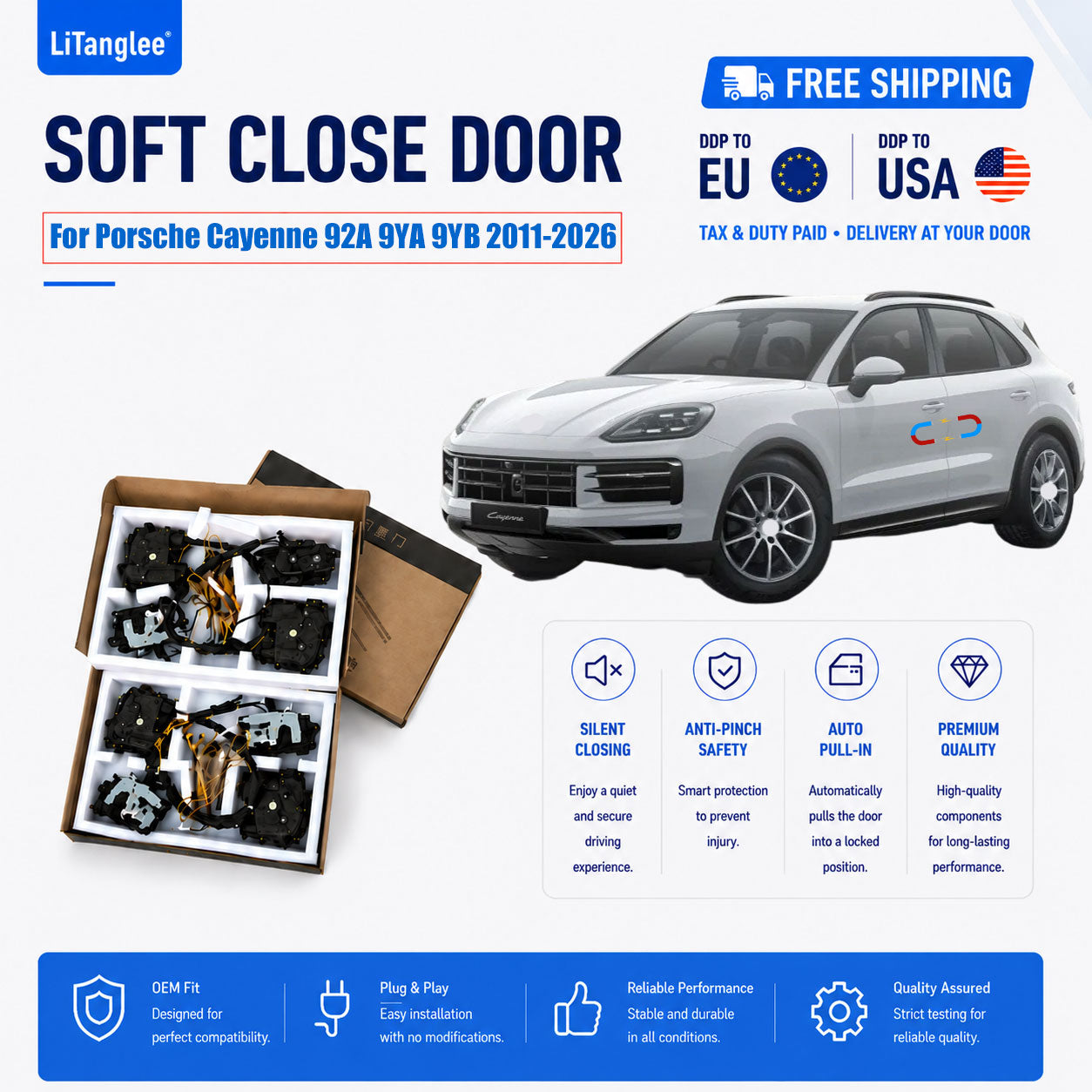 For Porsche Cayenne 92A 9YA 9YB (2011-2026) Electric Soft Close Door Kit  | LiTanglee