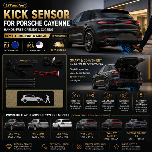 For Porsche Cayenne 955 957 958 9YA 9Y0 E4 OEM Electric Power Tailgate Smart Hands-Free Kick Sensor – Foot-Activated Trunk Opening & Closing System