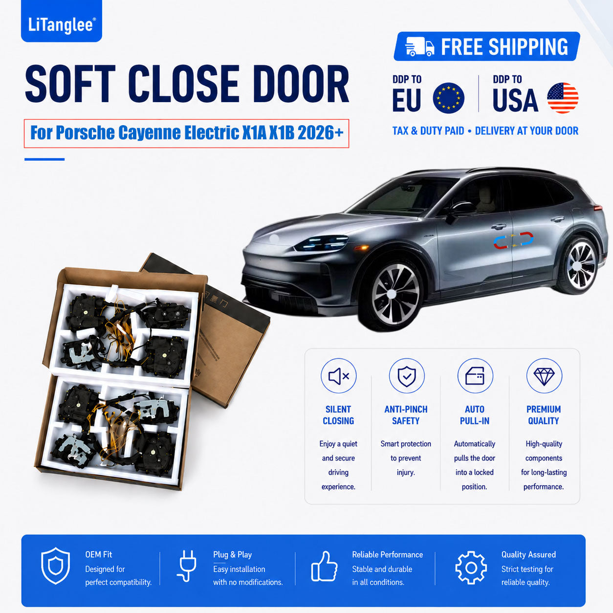 For Porsche Cayenne Electric X1A X1B (2026+) Electric Soft Close Door Kit | LiTanglee