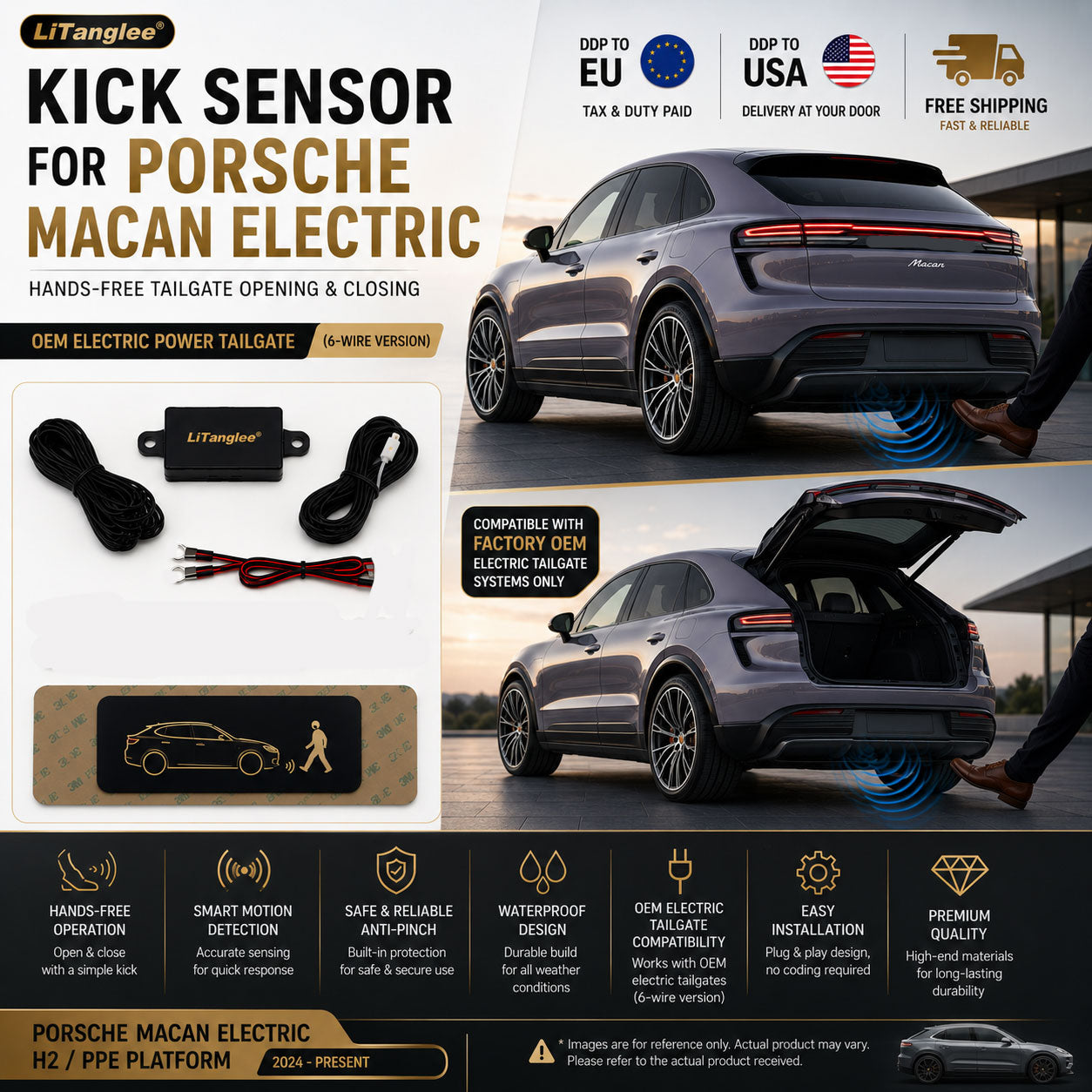 For Porsche Macan Electric H2 OEM Electric Power Tailgate Smart Hands-Free Kick Sensor – Foot-Activated Trunk Opening & Closing System