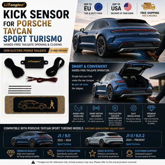 For Porsche Taycan Sport Turismo J1 9J1 J1 II 9J1.2 OEM Electric Power Tailgate Smart Hands-Free Kick Sensor – Foot-Activated Tailgate Opening & Closing System