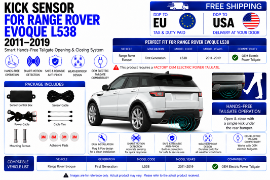 For Land Rover Range Rover Evoque L538 L551 (2011-Present) Electric Power Tailgate Kick Sensor | Hands-Free Smart Trunk Opener