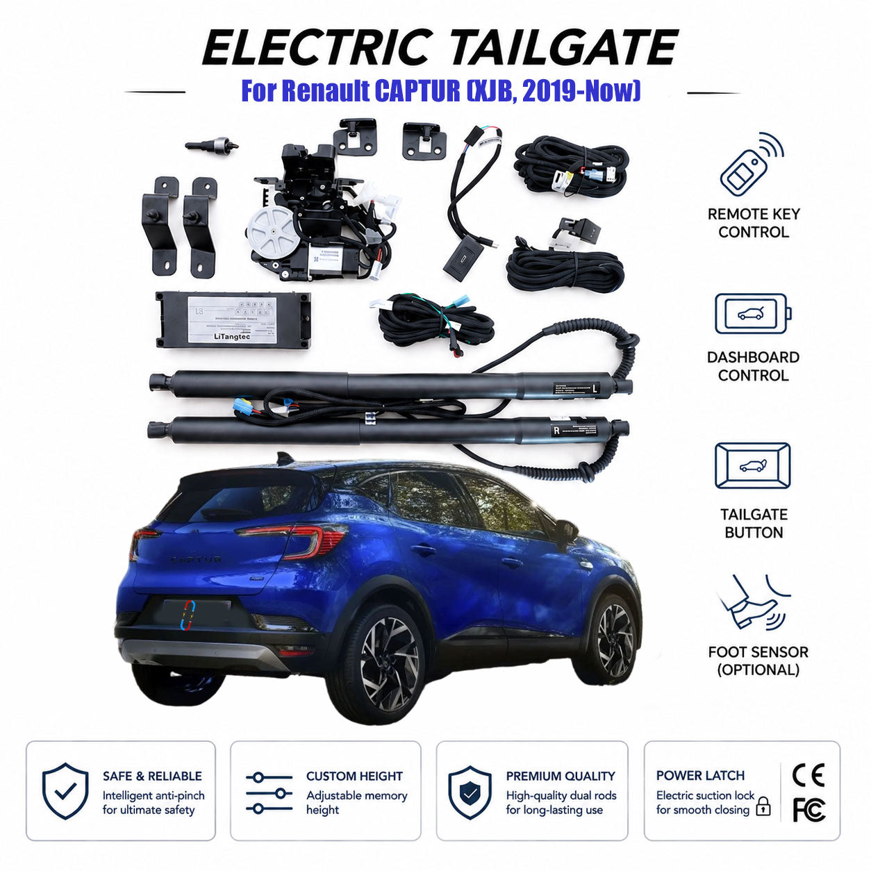 Portón trasero eléctrico para Renault CAPTUR (XJB, 2019-Ahora) | Mejora inteligente de maletero para SUV compacto | Certificado CE y FCC