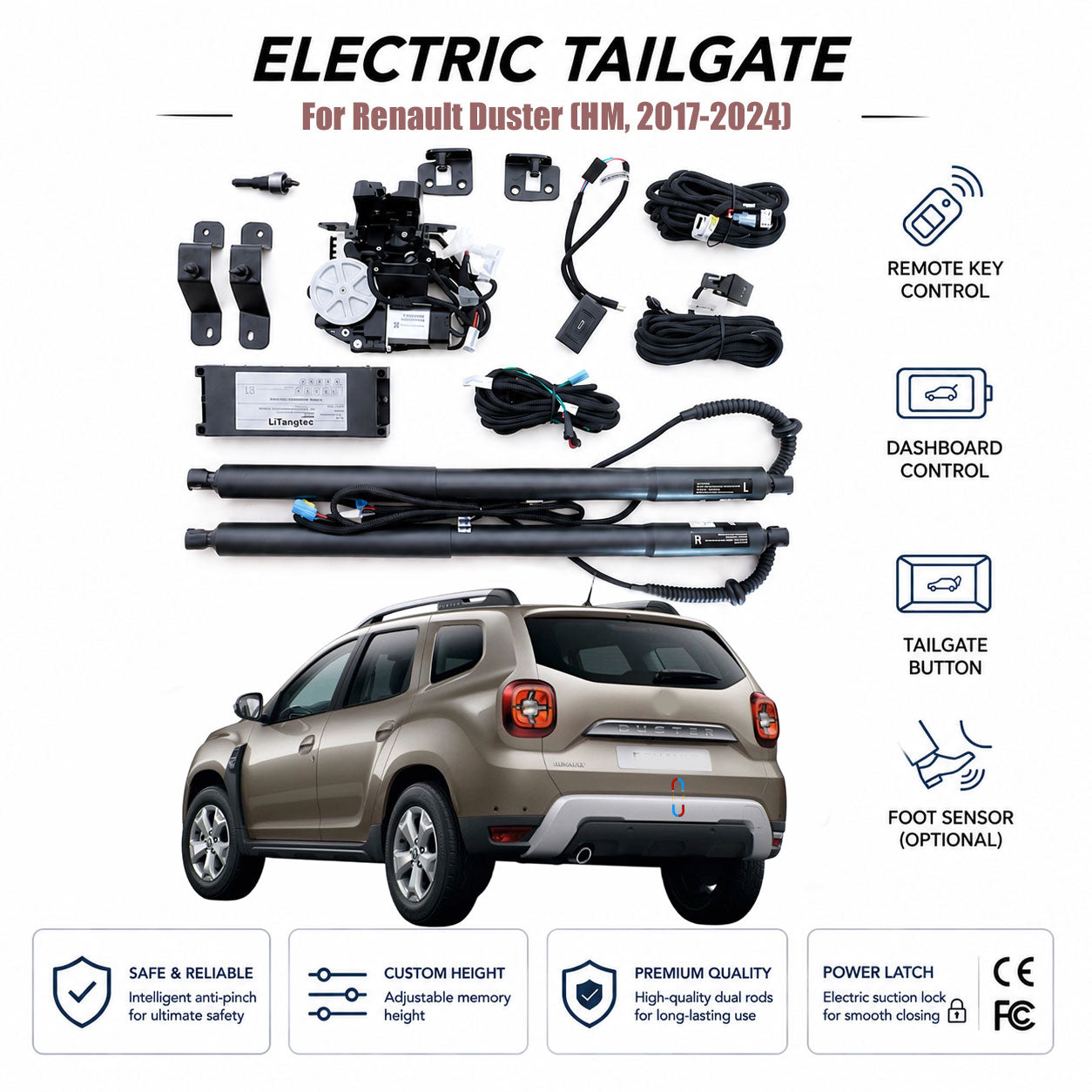 Elektrische Heckklappe für Renault Duster (HM, 2017-2024) | Smart Trunk Opener Upgrade | CE- & FCC-zertifiziert