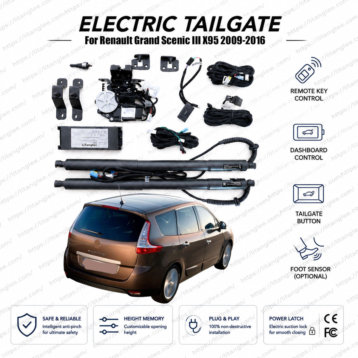 For Renault Grand Scenic III X95 2009-2016 Electric Power Tailgate Liftgate Kit Smart Automatic Trunk Opening and Closing System