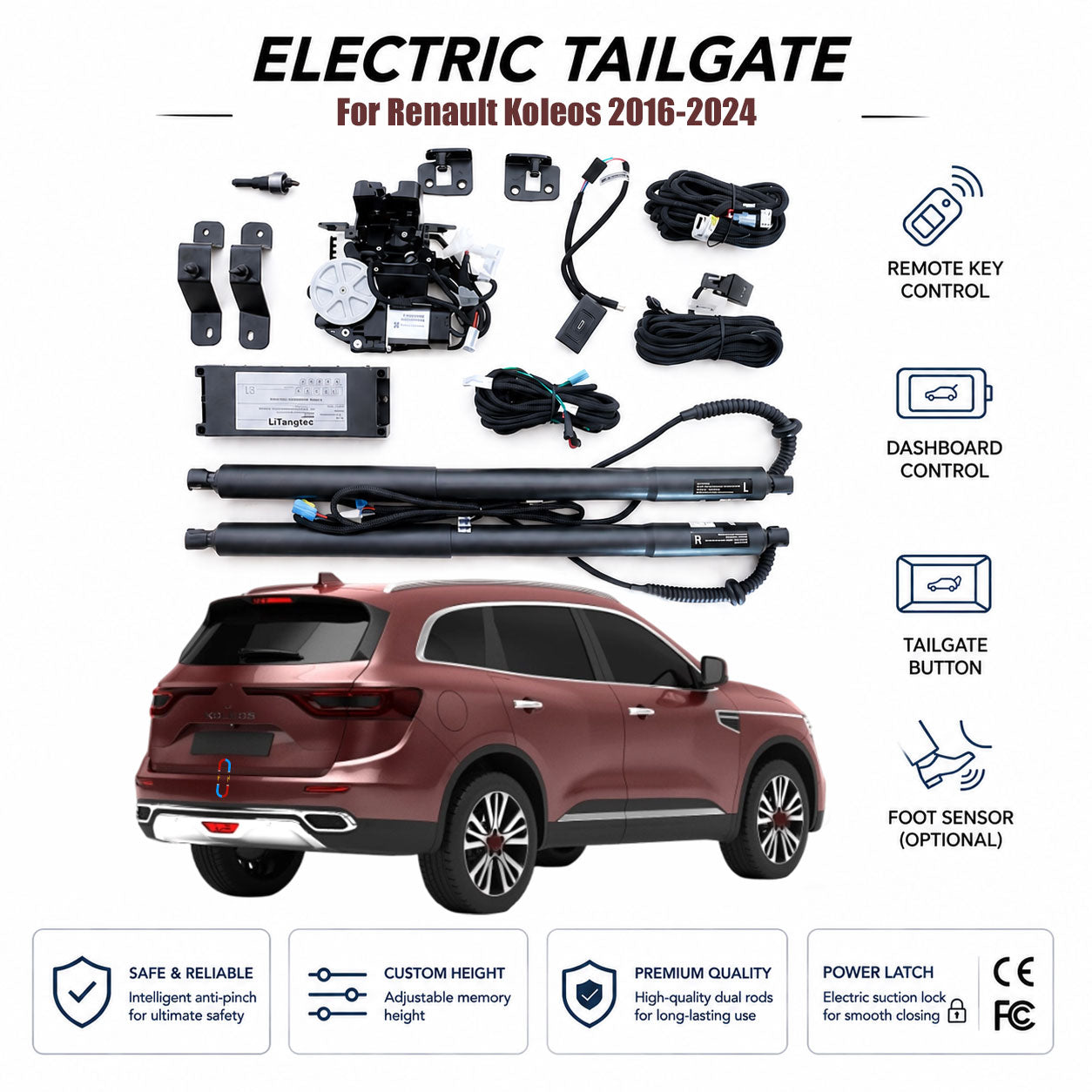 Für Renault Koleos 2016-2024 Elektrische Heckklappe | Smarter Power Kofferraumöffner mit Fußsensor & Soft Close | OEM Nachrüstsatz