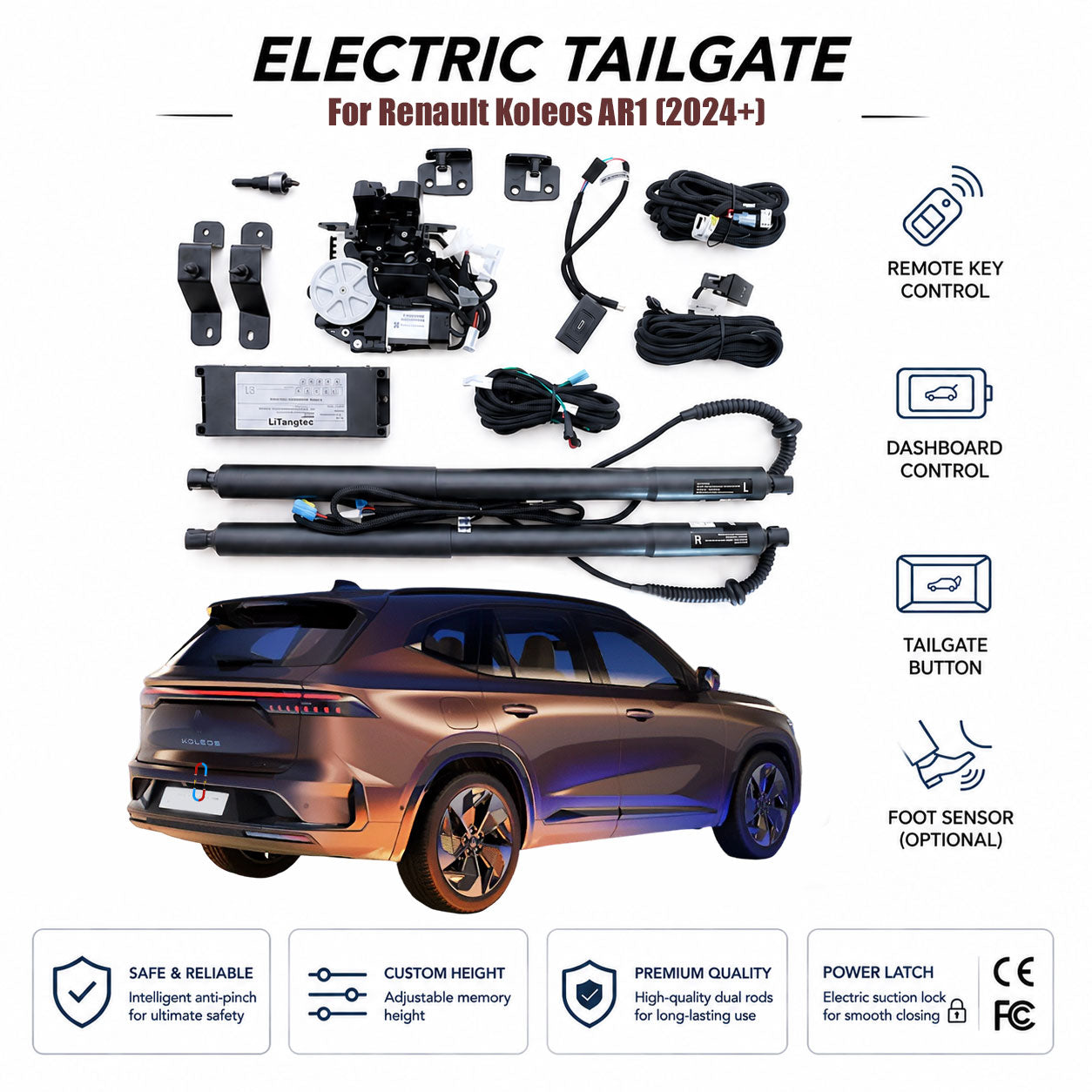 Für Renault Koleos AR1 (2024+) Automatische Heckklappenlift | Elektrische Kofferraumöffnung | Höhenverstellbar mit Einklemmschutz | CE-zertifiziert