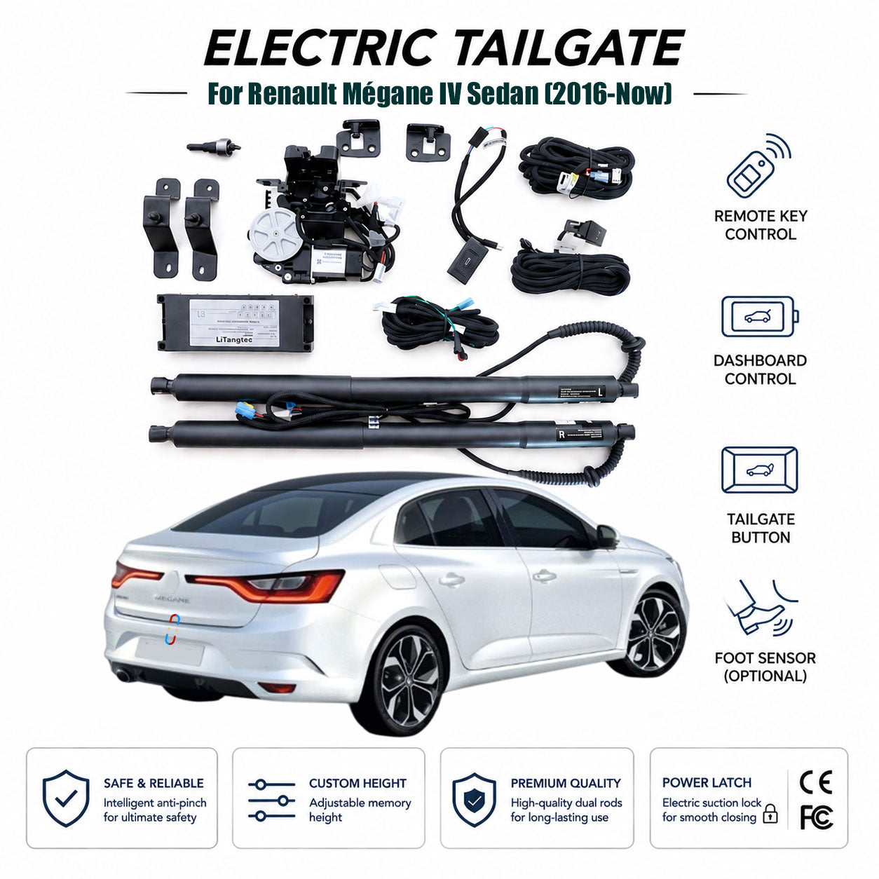 Electric Power Tailgate Lift for Renault Mégane IV Sedan (2016-Now) | Smart Trunk Opener Upgrade | CE & FCC Certified