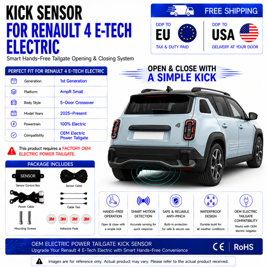 For Renault 4 E-Tech Electric OEM Power Tailgate Smart Hands-Free Kick Sensor – Foot-Activated Tailgate Opening & Closing System