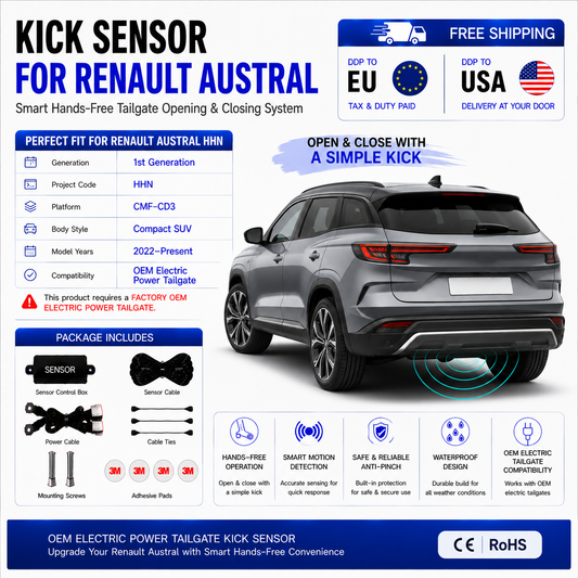 For Renault Austral HHN OEM Electric Power Tailgate Smart Hands-Free Kick Sensor – Foot-Activated Tailgate Opening & Closing System