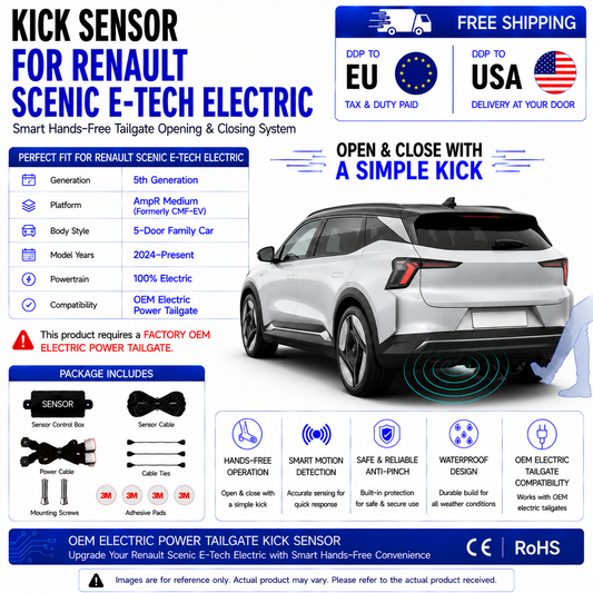 For Renault Scenic E-Tech Electric 5th Gen OEM Electric Power Tailgate Smart Hands-Free Kick Sensor – Foot-Activated Tailgate Opening & Closing System