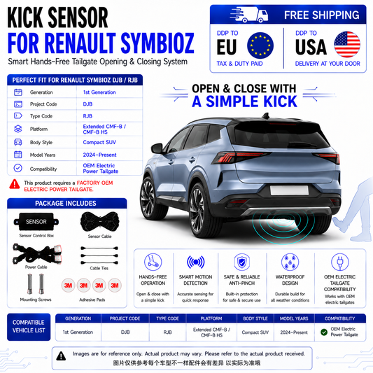 For Renault Symbioz DJB RJB OEM Electric Power Tailgate Smart Hands-Free Kick Sensor – Foot-Activated Tailgate Opening & Closing System