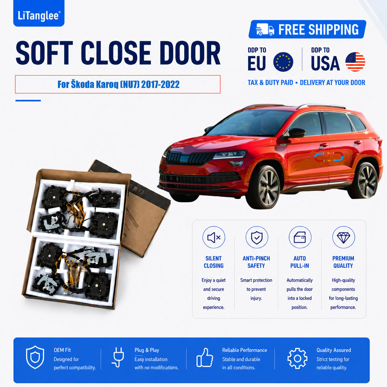 For Škoda Karoq (NU7) 2017-2022 Premium Electric Soft Close Door Kit