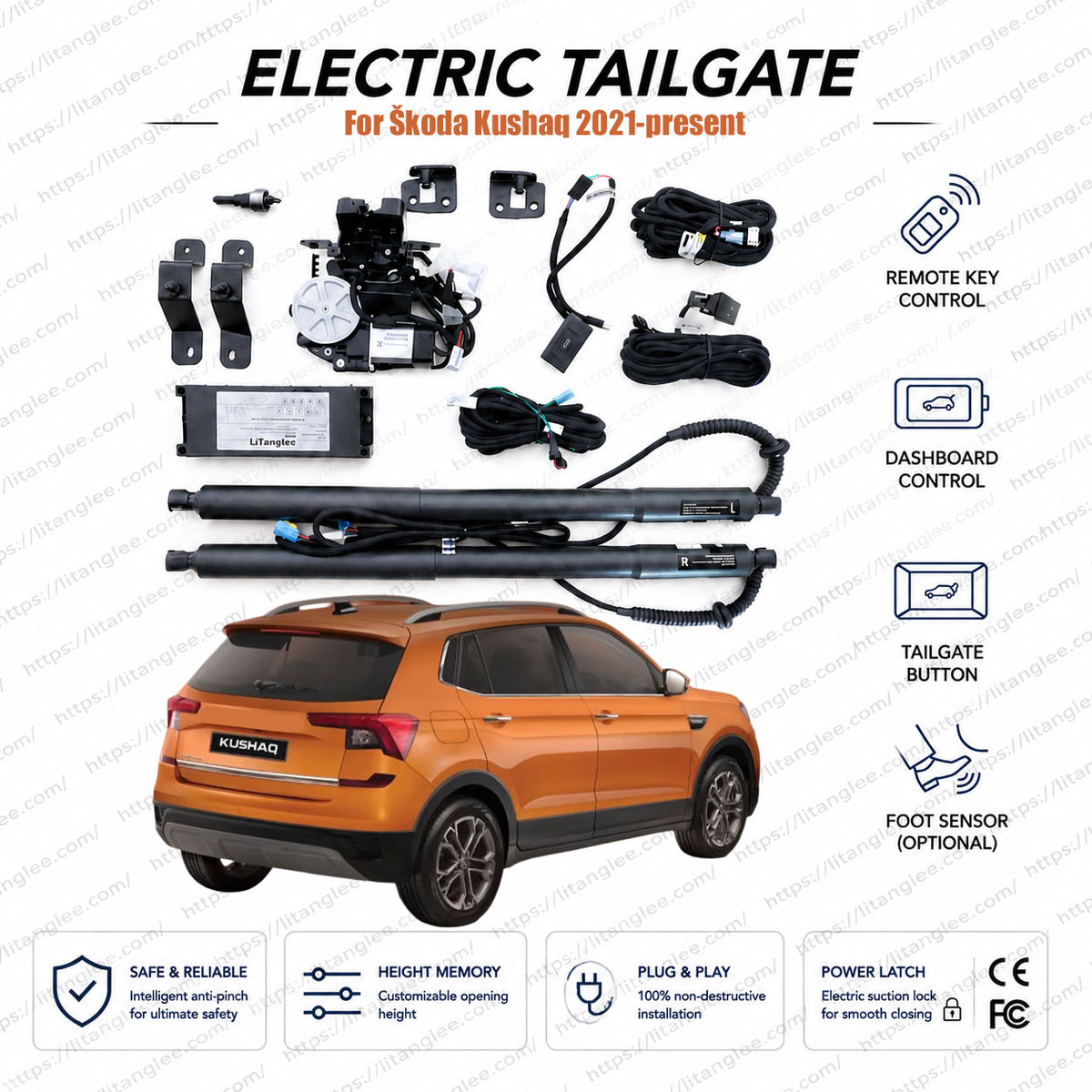 For Škoda Kushaq 2021-present Electric Power Tailgate Liftgate Kit Smart Automatic Trunk Opening and Closing System