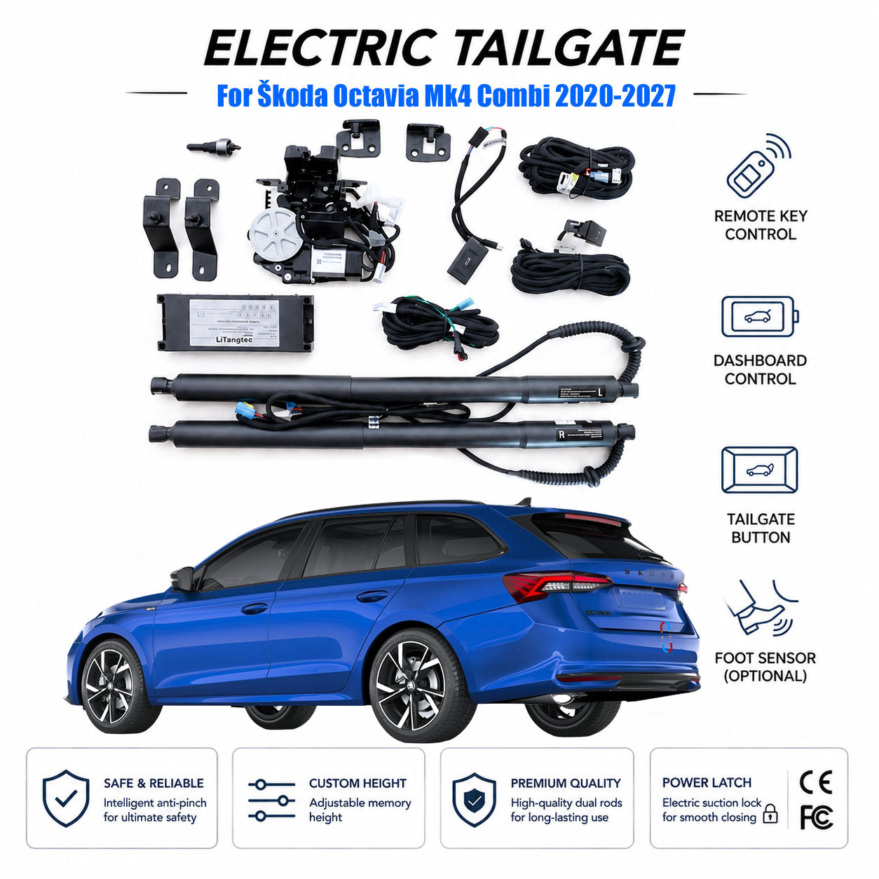 For Škoda Octavia Mk4 Combi Estate NX 2020-2026 Automatic Power Tailgate Lift Kit | Electric Trunk Opener | Ultra-Silent | OEM Fit & CE Certified