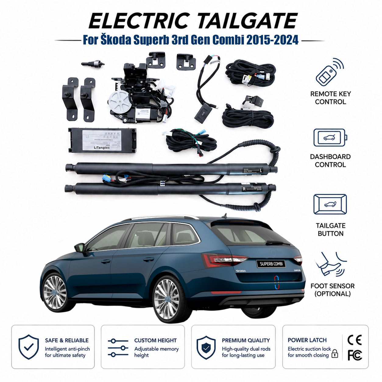 For Škoda Superb 3rd Gen B8 Combi Estate 2015-2024 Automatic Power Tailgate Lift Kit | Electric Trunk Opener | Ultra-Silent | OEM Fit & CE Certified
