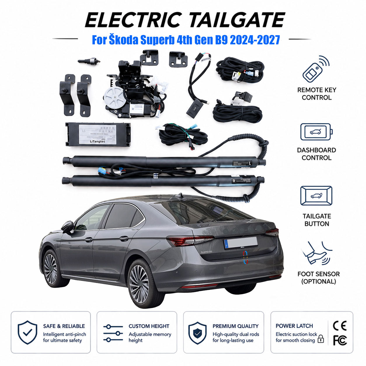 Für Škoda Superb 4. Gen B9 2024-2026 Automatischer Power-Heckklappenlift | Elektrischer Kofferraumöffner | Ultra-leise | OEM-Passform & CE-zertifiziert