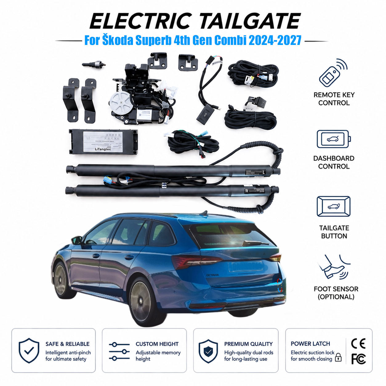 For Škoda Superb 4th Gen B9 Combi Estate 2024-2026 Automatic Power Tailgate Lift Kit | Electric Trunk Opener | Ultra-Silent | OEM Fit & CE Certified