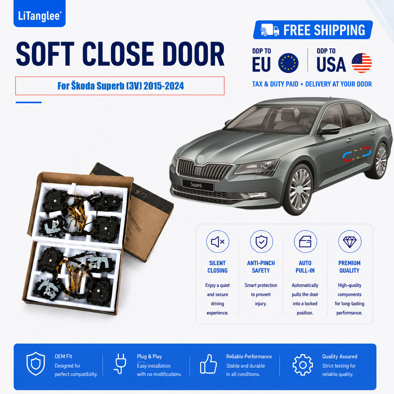 For Škoda Superb (3V) 2015-2024 Premium Electric Soft Close Door Kit