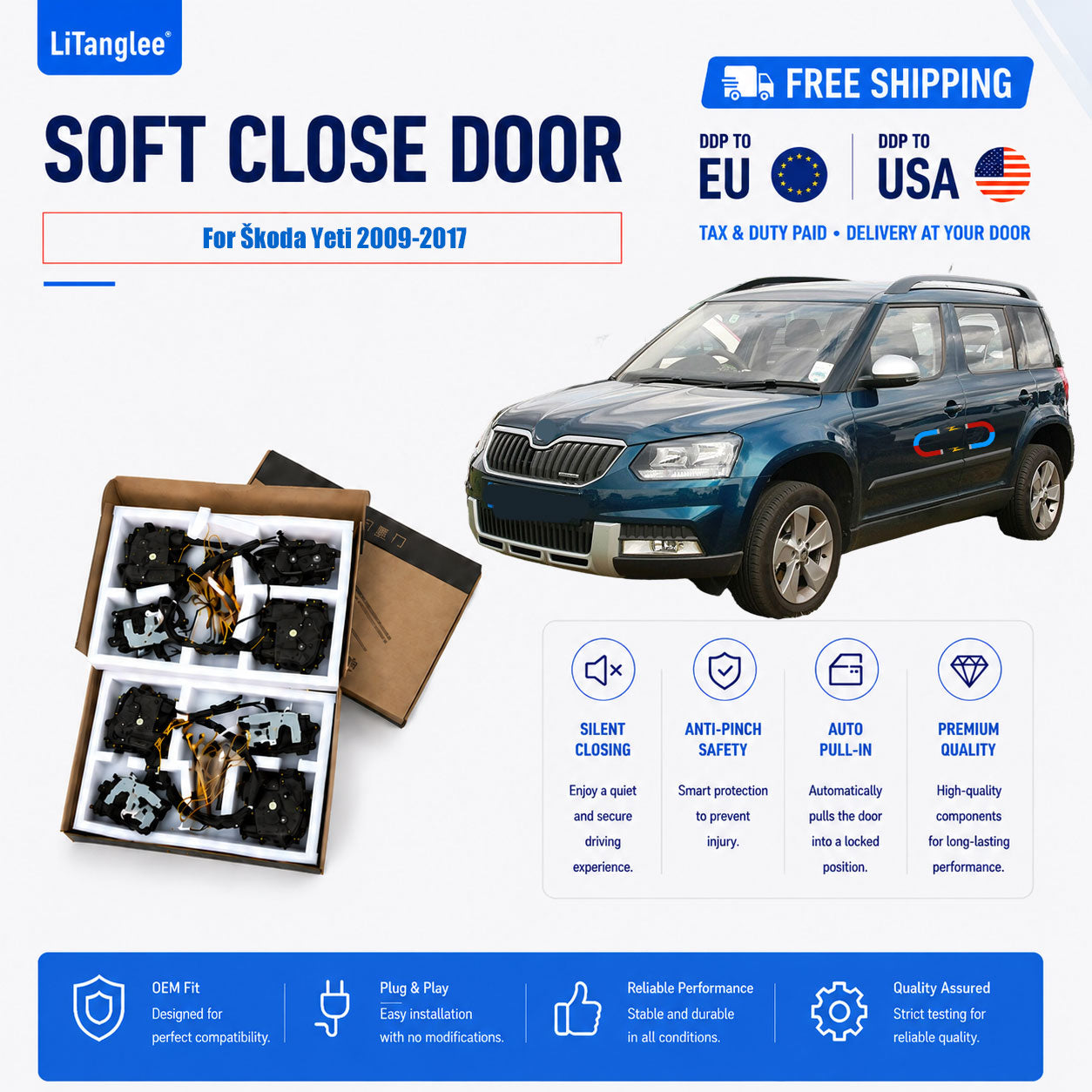 For Škoda Yeti 2009-2017 Premium Electric Soft Close Door Kit