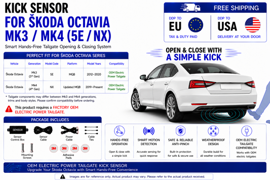 For Škoda Octavia Mk3 Mk4 5E NX OEM Electric Power Tailgate Smart Hands-Free Kick Sensor – Foot-Activated Tailgate Opening & Closing System
