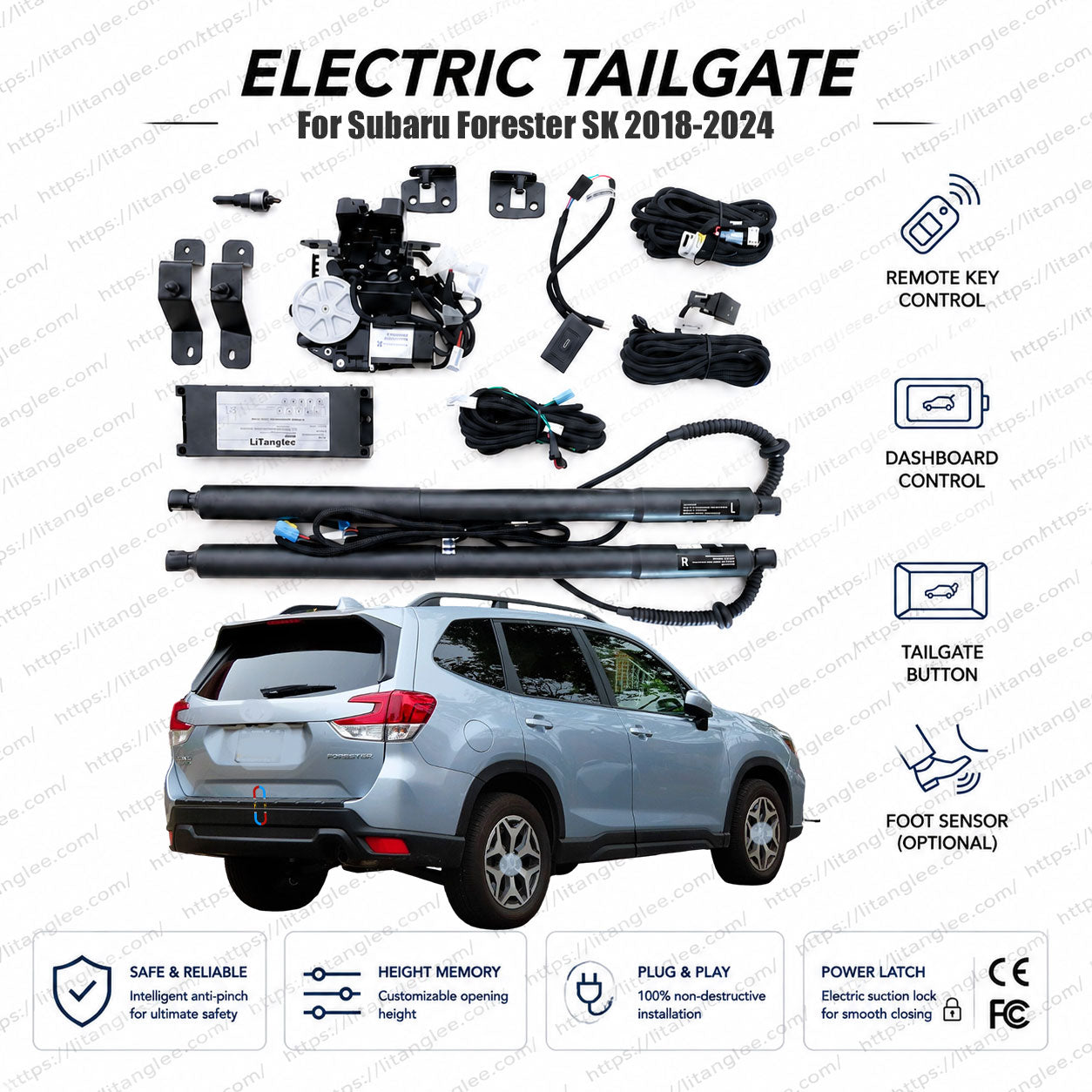 For Subaru Forester SK 2018-2024 Smart Power Tailgate Lift Kit by LiTanglee® | Electric Trunk Opener with Soft Close | EyeSight & SGP Compatible | Dual Heavy-Duty Struts