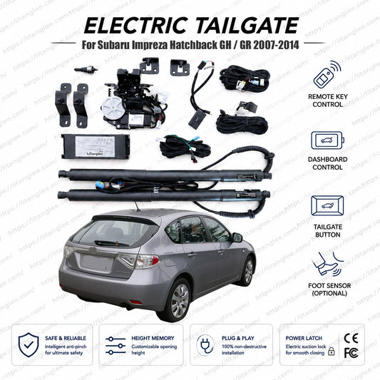 For Subaru Impreza Hatchback GH / GR 2007-2014 Smart Power Tailgate Lift Kit by LiTanglee® | Electric Tailgate Opener with Soft Close | Precision-Fit Actuators