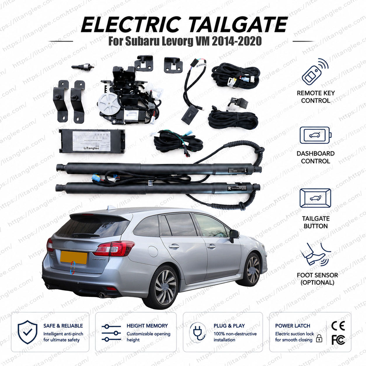For Subaru Levorg VM 2014-2020 Smart Power Tailgate Lift Kit by LiTanglee® | Electric Trunk Opener with Soft Close | Fits Levorg GT, GT-S, STI Sport Chassis | Dual Heavy-Duty Struts