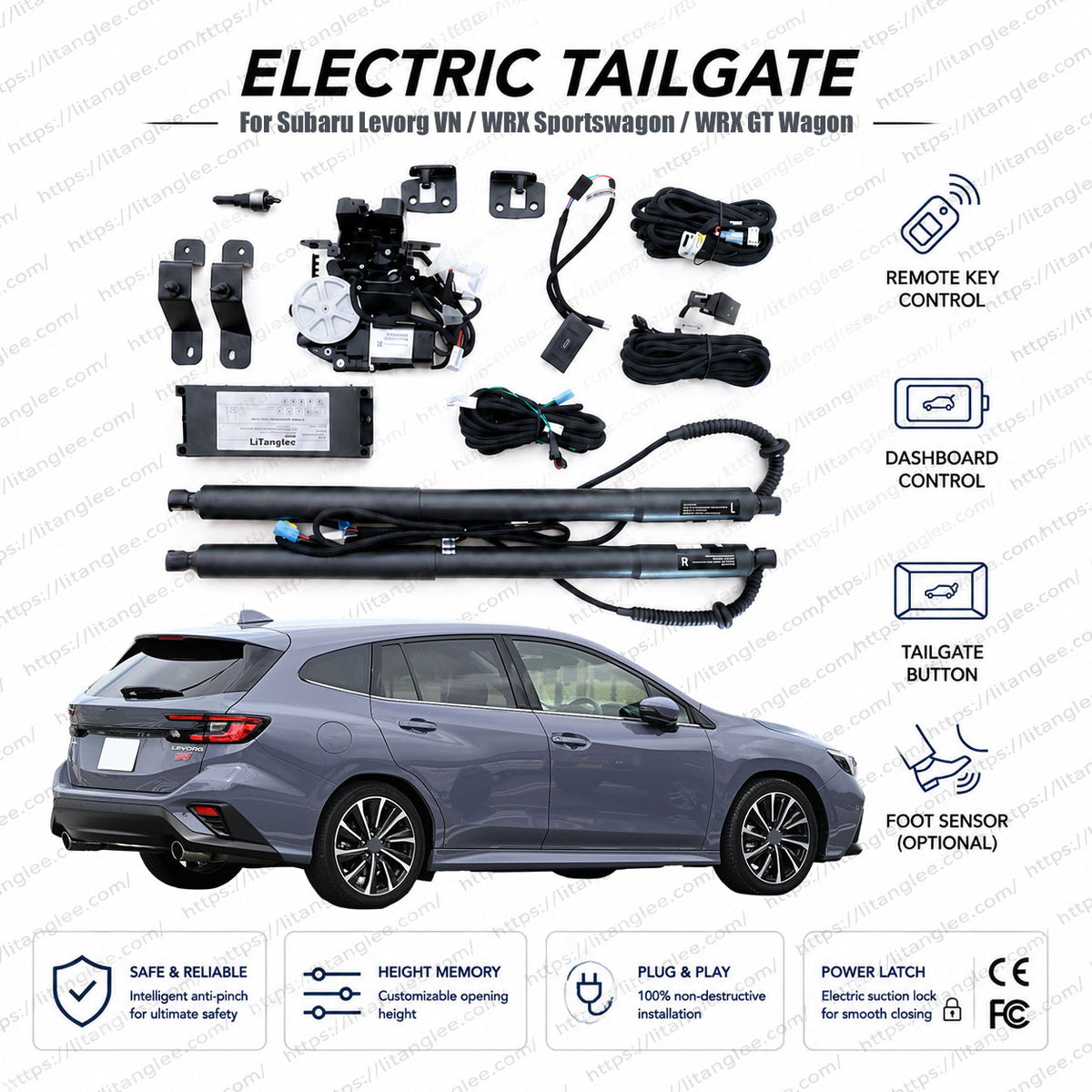 For Subaru Levorg VN / WRX Sportswagon / WRX GT Wagon 2022-2027 Smart Power Tailgate Lift Kit by LiTanglee® | Electric Tailgate Opener with Soft Close | Precision-Fit Actuators | Non-Destructive Installation