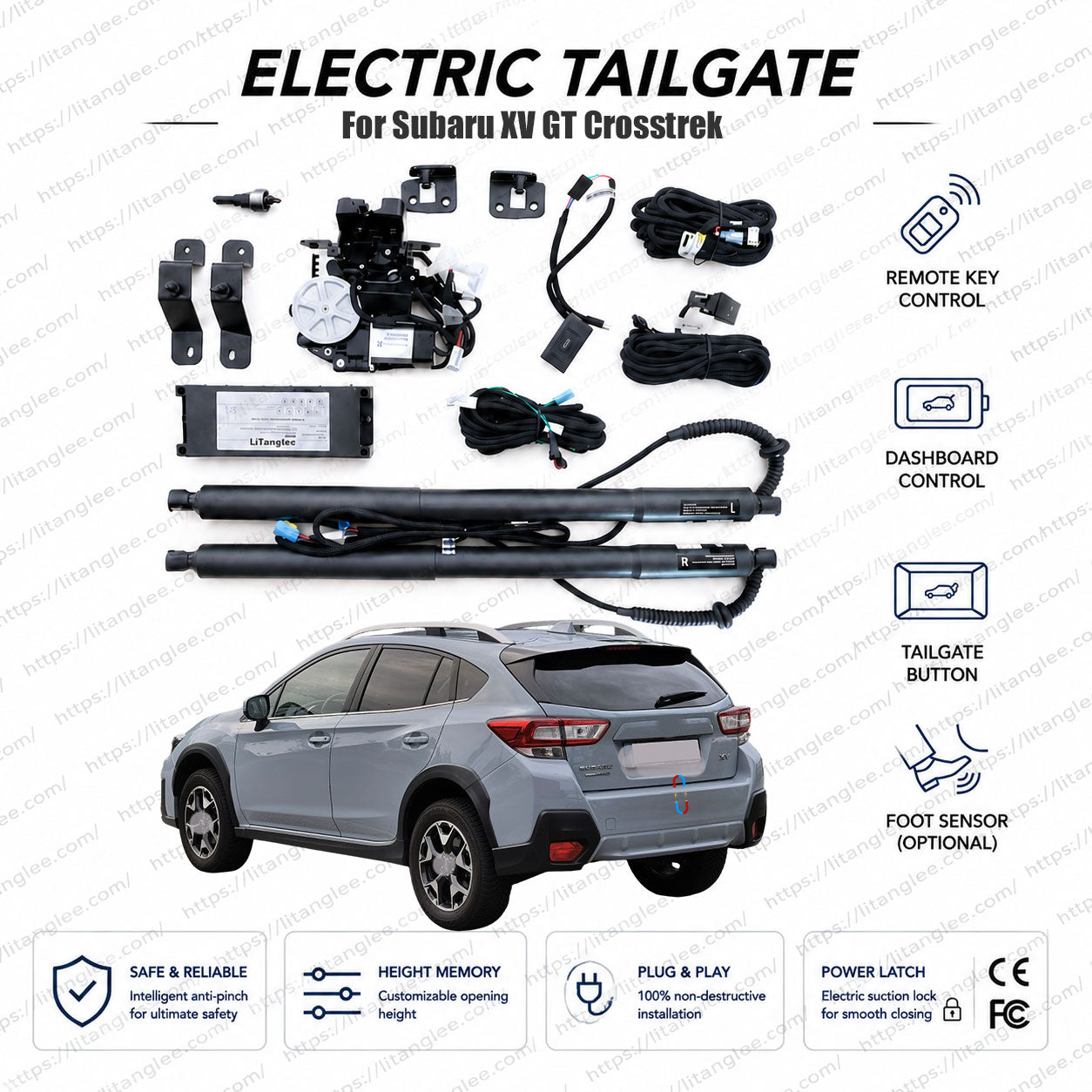 For Subaru XV GT / Crosstrek 2017-2023 Smart Power Tailgate Lift Kit by LiTanglee® | Electric Trunk Opener with Soft Close | EyeSight & SGP Compatible | Dual Heavy-Duty Struts
