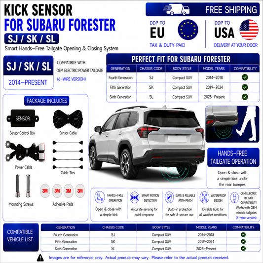 For Subaru Forester SJ SK SL OEM Electric Power Tailgate Smart Hands-Free Kick Sensor – Foot-Activated Tailgate Opening & Closing System