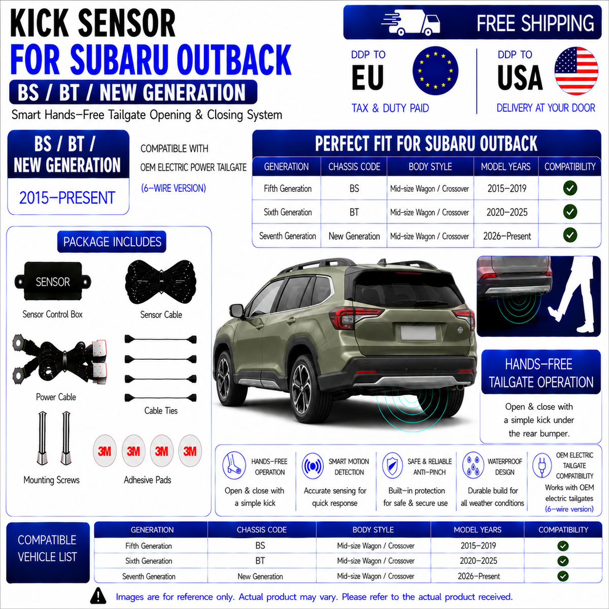 For Subaru Outback BS BT New Generation OEM Electric Power Tailgate Smart Hands-Free Kick Sensor – Foot-Activated Tailgate Opening & Closing System