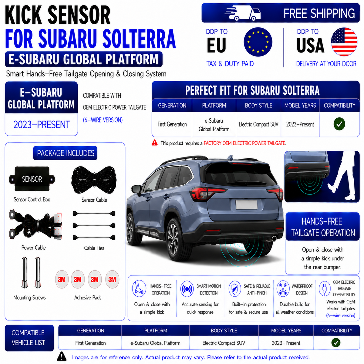 For Subaru Solterra E-SGP OEM Electric Power Tailgate Smart Hands-Free Kick Sensor – Foot-Activated Tailgate Opening & Closing System