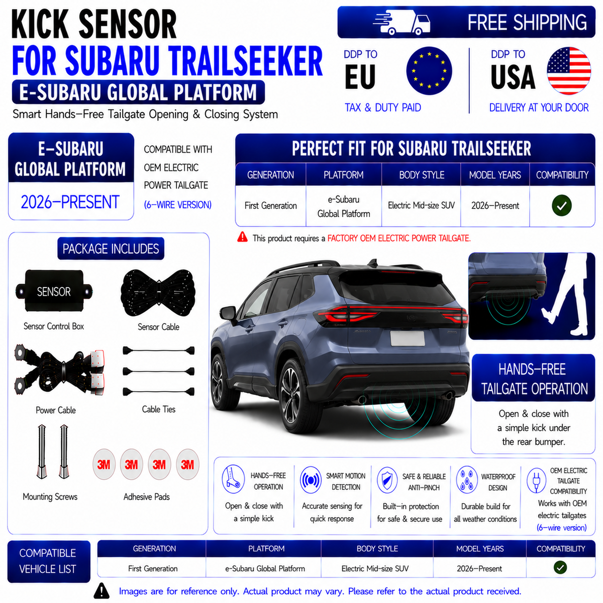 For Subaru Trailseeker OEM Electric Power Tailgate Smart Hands-Free Kick Sensor – Foot-Activated Tailgate Opening & Closing System