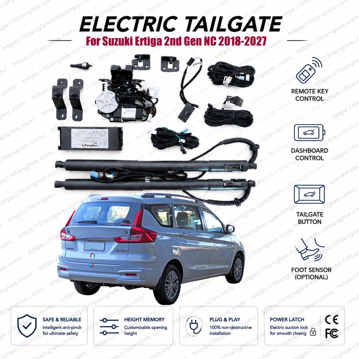 Für Suzuki Ertiga 2. Gen NC 2018-2026 Power Heckklappen-Hebesatz | Intelligenter elektrischer Kofferraumöffner | 7-Sitzer MPV | Doppelstreben | OEM-Passform & CE-zertifiziert