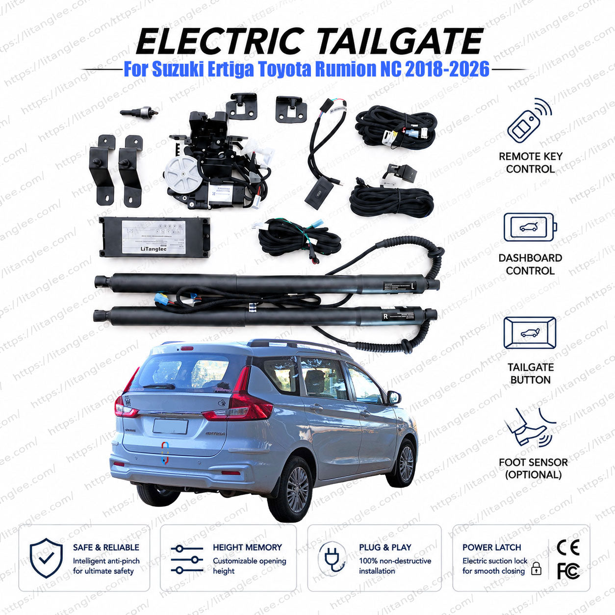For Suzuki Ertiga Toyota Rumion NC 2018-2027 Power Tailgate Lift Kit | Smart Electric Trunk Opener | 2nd Gen | MPV | Dual Struts | Ultra-Silent | OEM Fit & CE Certified