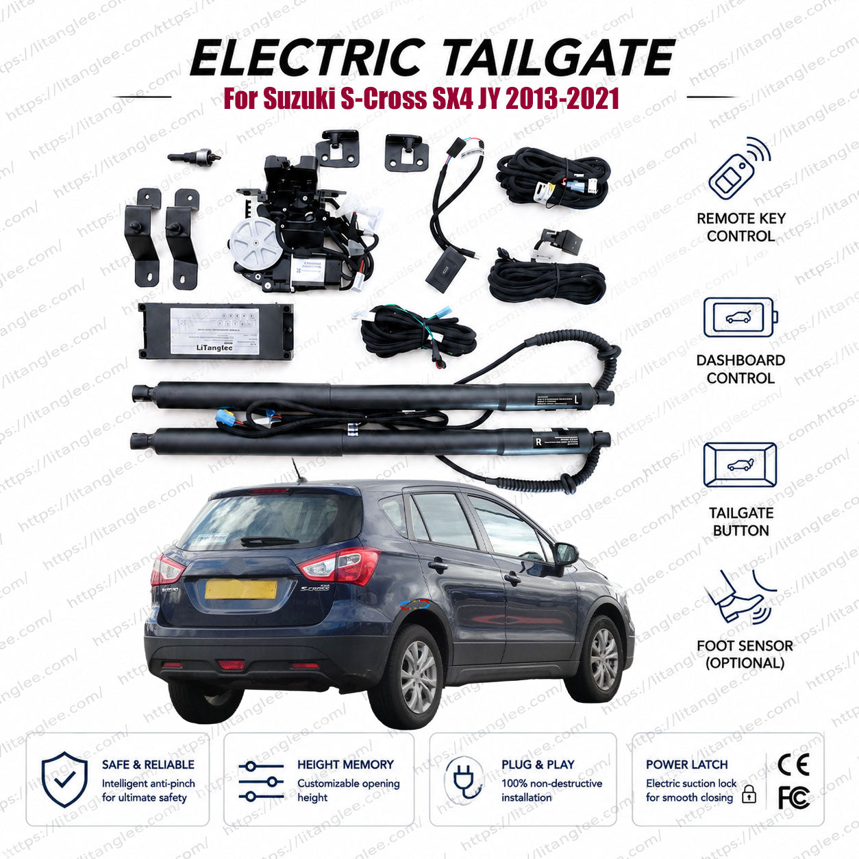 For Suzuki S-Cross SX4 JY 2013-2021 Power Tailgate Lift Kit | Smart Electric Trunk Opener | 2nd Gen | Crossover SUV | Dual Struts | OEM Fit & CE Certified