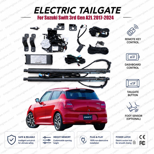 For Suzuki Swift 3rd Gen A2L 2017-2024 Power Tailgate Lift Kit | Smart Electric Trunk Opener | Swift Sport | Hatchback | Dual Struts | OEM Fit & CE Certified