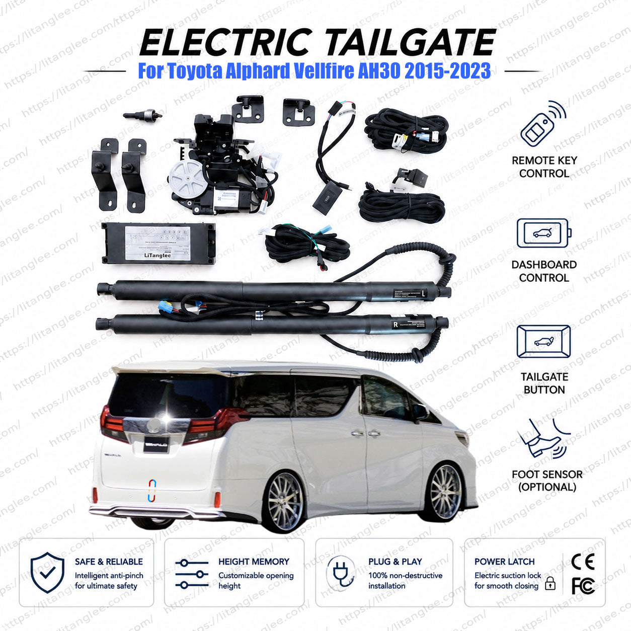 For Toyota Alphard Vellfire AH20 2008-2014 Power Tailgate Lift Kit | Smart Electric Trunk Opener | 2nd Gen | Dual Struts | Ultra-Silent | OEM Fit & CE Certified