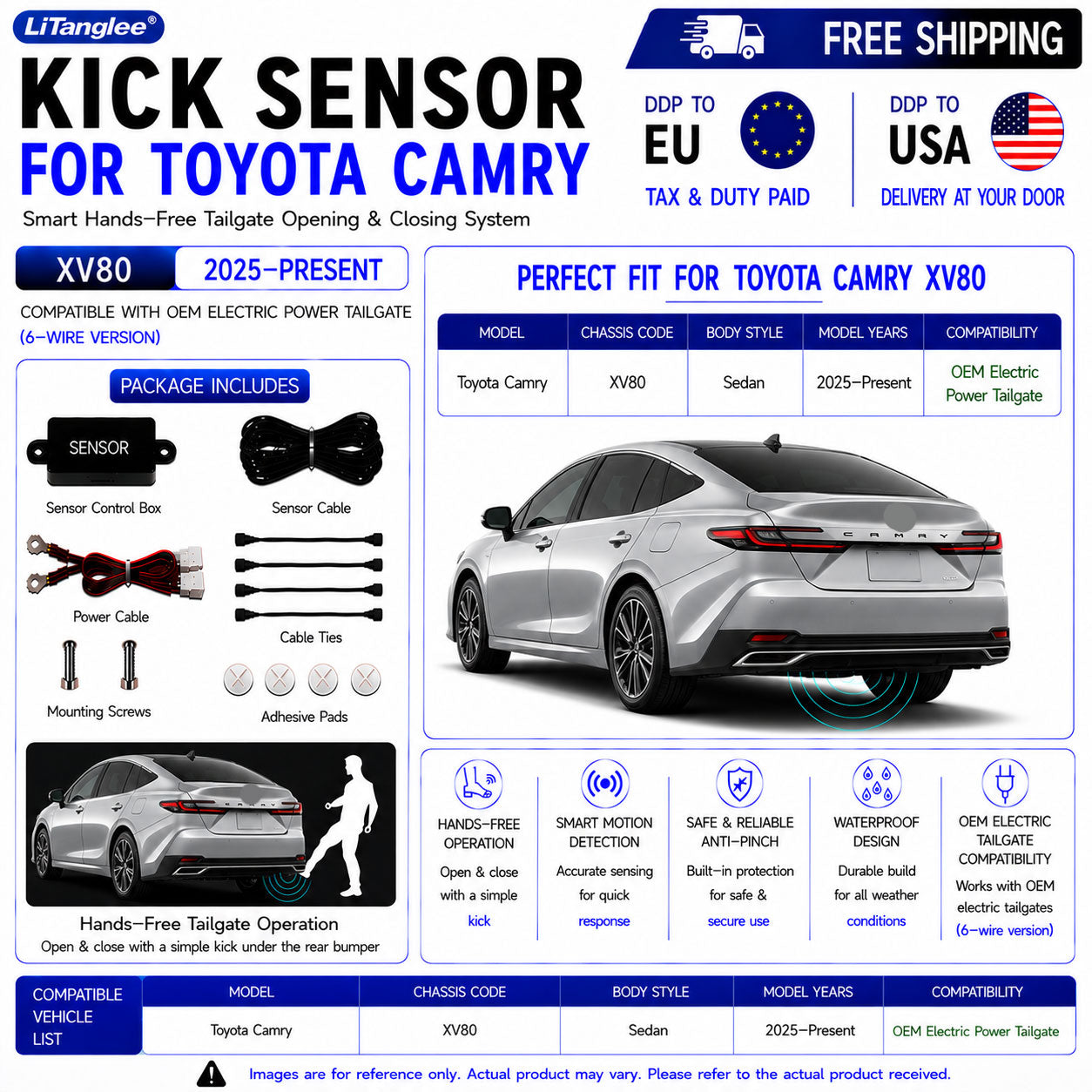 For Toyota Camry XV80 OEM Electric Power Tailgate Smart Hands-Free Kick Sensor – Foot-Activated Tailgate Opening & Closing System
