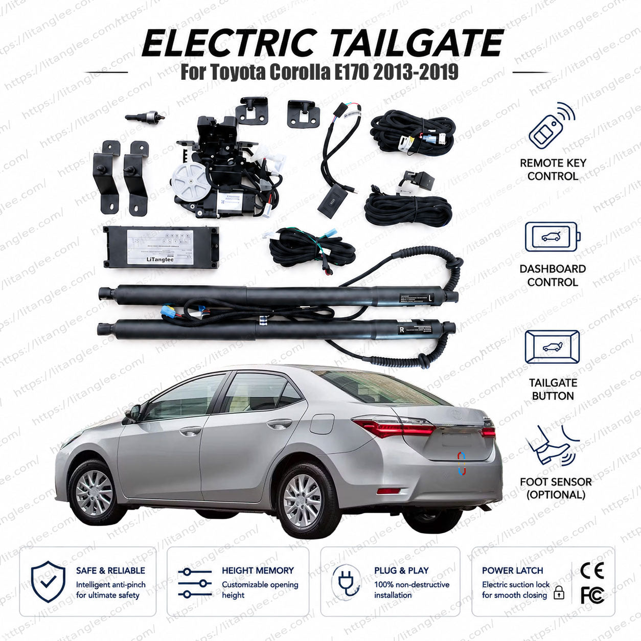 For Toyota Corolla E170 2013-2019 Automatic Power Tailgate Lift Kit | Smart Electric Trunk Opener | Altis | Ultra-Silent | OEM Fit & CE Certified
