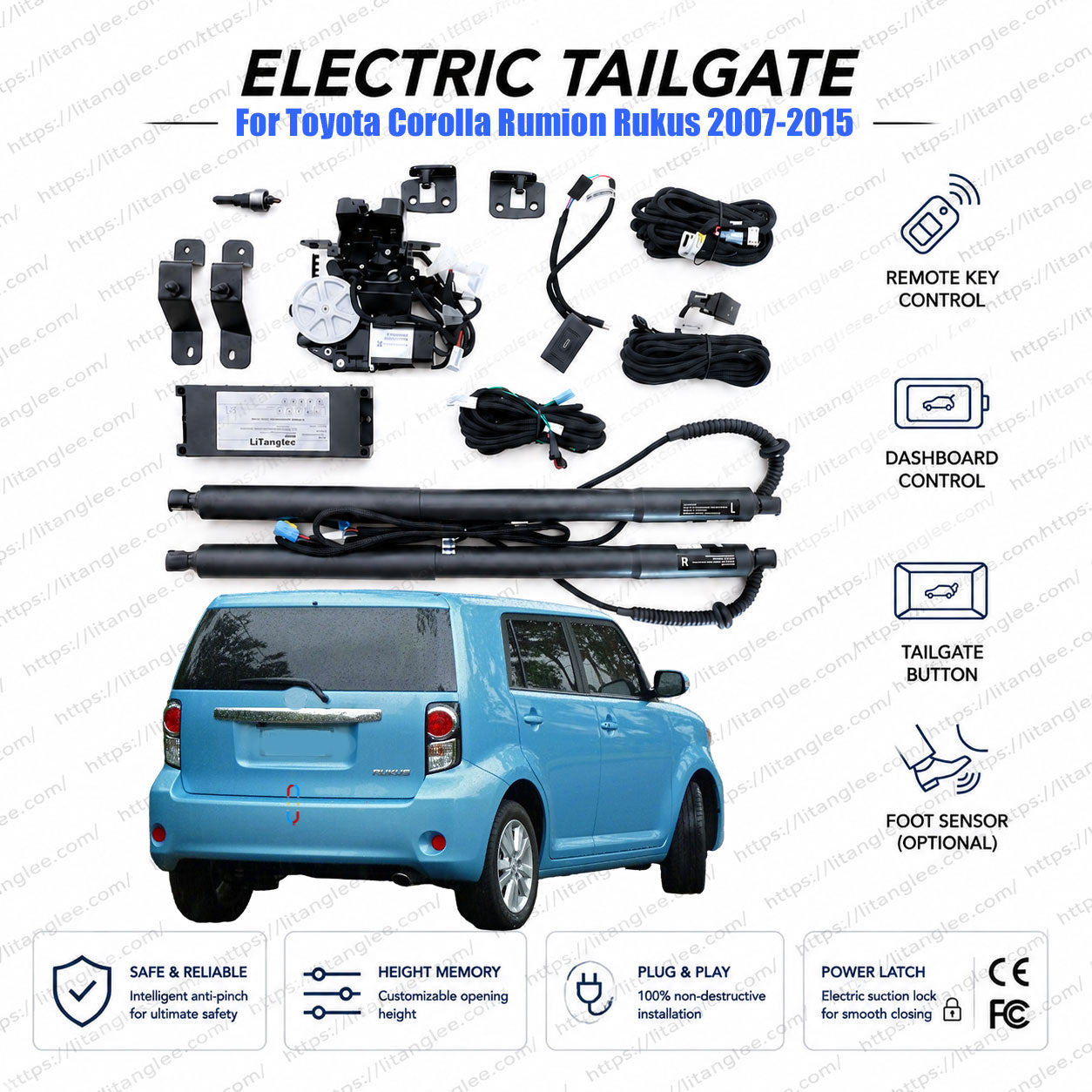 Für Toyota Corolla Rumion Rukus 2007-2015 Elektrischer Heckklappenöffner | Intelligente elektrische Kofferraumöffnung | Scion xB | Zwei Gasfedern | Ultra-Leise | OEM-Passform & CE-zertifiziert