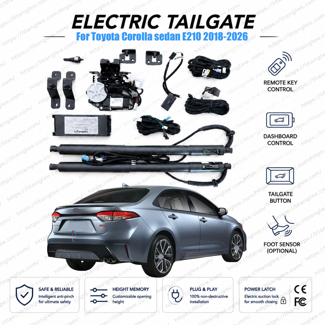 For Toyota Corolla Sedan E210 2019-2026 Automatic Power Tailgate Lift Kit | Smart Electric Trunk Opener | Altis | Ultra-Silent | OEM Fit & CE Certified