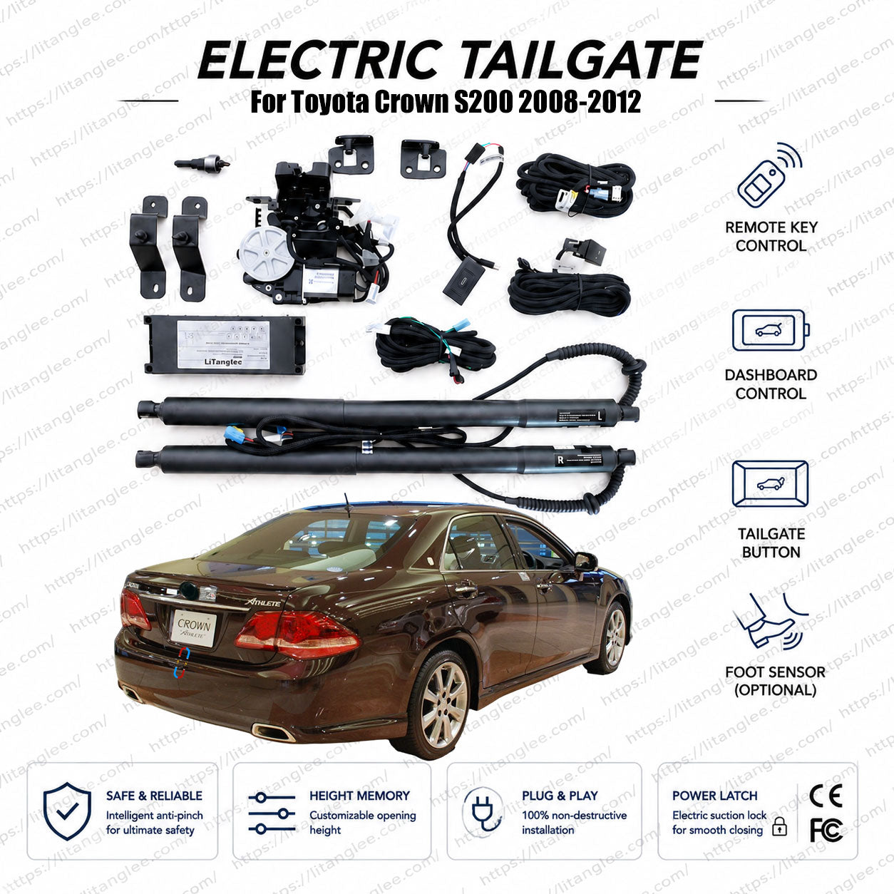 For Toyota Crown S200 2008-2012 Automatic Power Tailgate Lift Kit | Classic 13th Gen Crown | Smart Trunk Opener | Ultra-Silent | OEM Fit & CE Certified