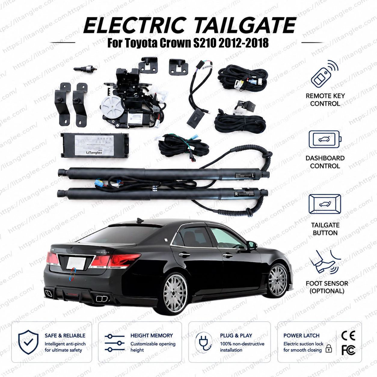 For Toyota Crown S210 2012-2018 Automatic Power Tailgate Lift Kit | 14th Gen Crown Executive | Smart Trunk Opener | Ultra-Silent | OEM Fit & CE Certified